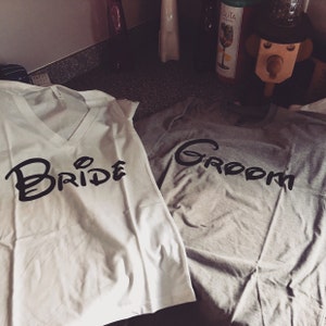 DISNEY Font Bride and Groom Shirts. Mr and Mrs Shirts. Wedding | Etsy