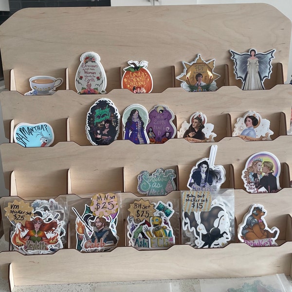 Sticker Display Stand, Wooden Sticker Holder, Craft Show Display Shelf ...