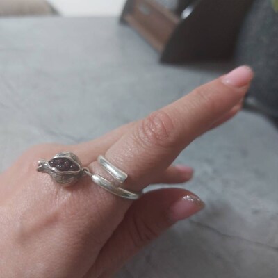 Unique Abstract Ring Turquoise Ring Adjustable Sterling - Etsy