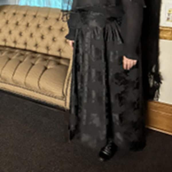 Victorian Lace-Trim Skirt - K538_BLACK