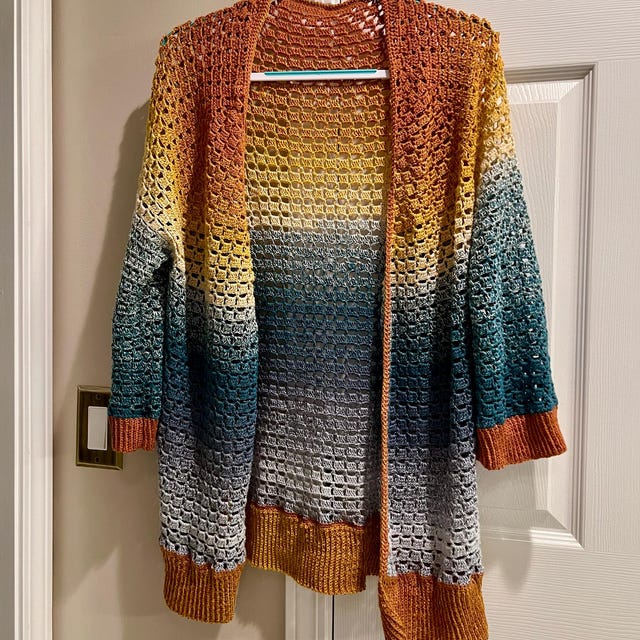 Crochet Cardigan Pattern: Block Party Office Cardi - Size