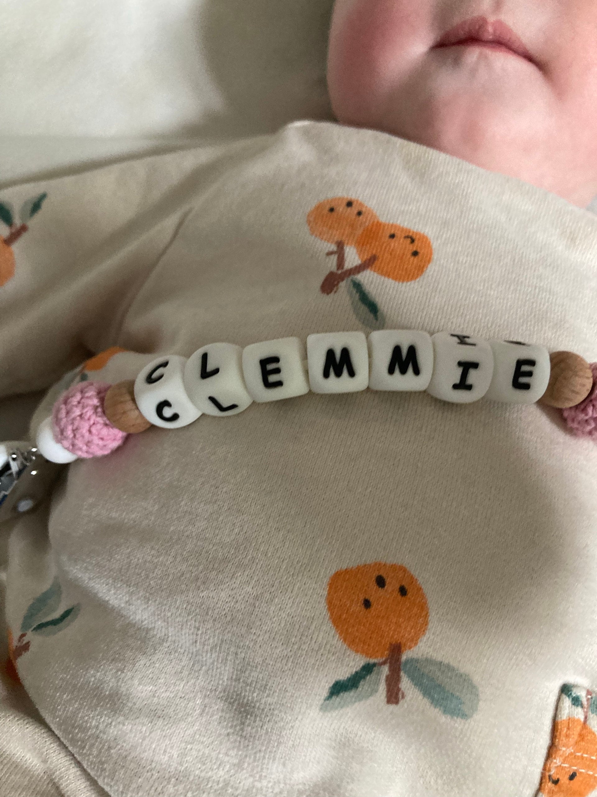 Personalised dummy clip, Silicone dummy clip, Dummy clip, Baby pacifier clip, Pacifier holder, Baby shower gift, White