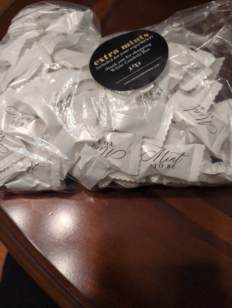 Mint To Be White Mints BULK SETS - Weiße Buttermints - Preiswertes Hochzeitsgeschenk - Einzeln verpackte Hochzeitssüßigkeiten - Hochzeitsminze