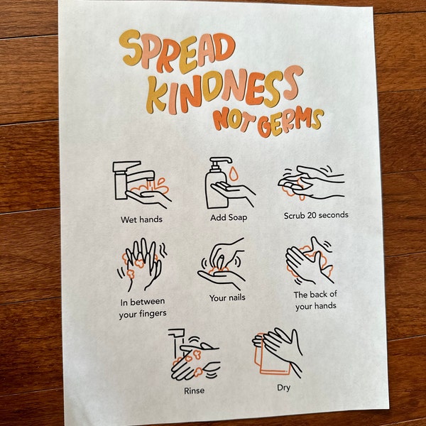 Spread Kindness Not Germs Hand Washing Instructions | Classroom ...