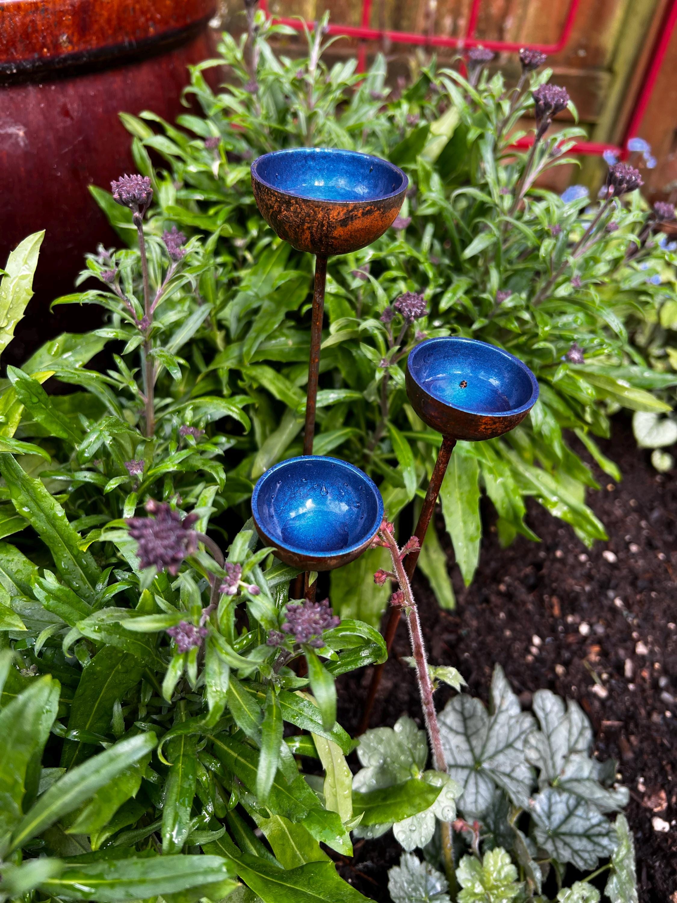 Bee Waterer, Bee Water stations, set of three cups Garden Sculpture