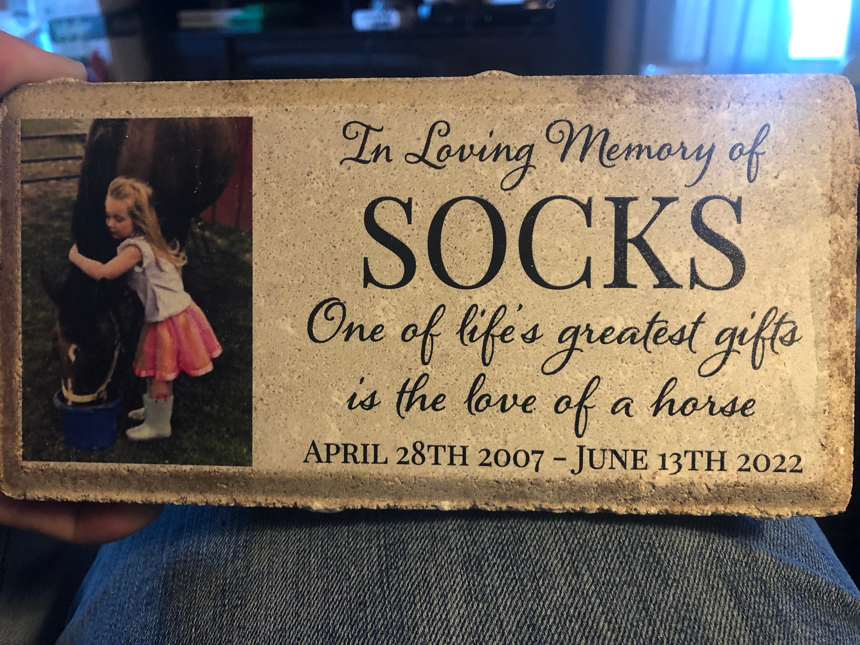 Personalized Horse Pony Memorial Stone. 8x4 Stone Brick. Burial Marker. Indoor/Outdoor Horse Memorial. Custom Horse Sympathy Gift.
