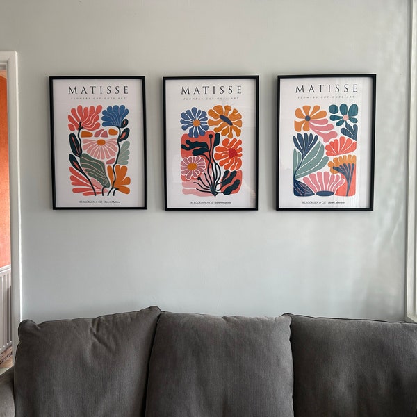 Set of 3 Matisse Flower Market Prints, Boho Flower Art, Bedroom Wall ...