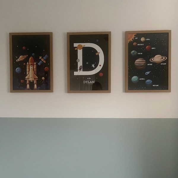Space Wall Art Set of 3 Prints for Space Themed Bedroom, Outer Space ...