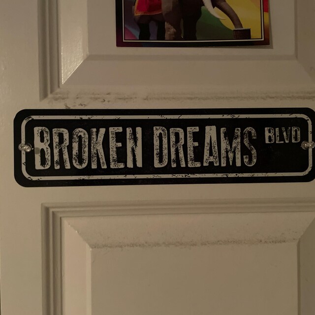 Metal Sign BROKEN DREAMS BLVD Boulevard of Street Heart Hit