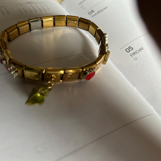 ゴールドイタリアンチャームブレスレット：Y2Kステンレススチール