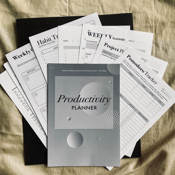 Productivity Planner Bundle Printable, Work Planner, Project Tracker ...