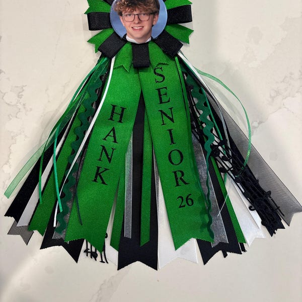 Personalized Senior Photo Button: School Colors & Ribbons - Etsy