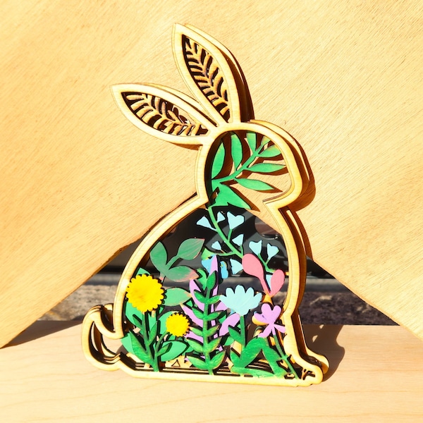 Easter Laser Cut Files Rabbits SVG Layered Bundle, Floral Bunny ...