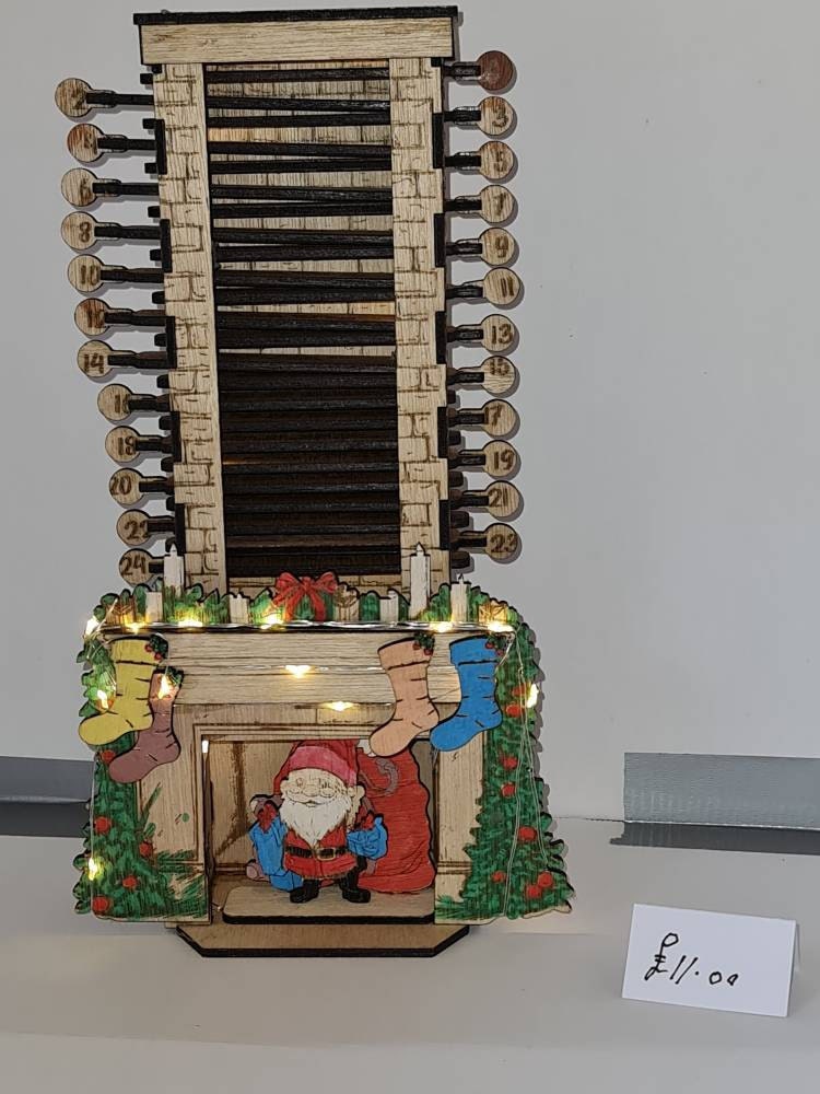 Santa in the Chimney, Christmas Advent Countdown Calendar, Laser Cutting