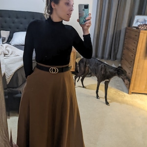 Jupe En Laine Et Polyester – Couleur Marron Cendré Doublée – Taille Petite – Style A-Line – Neuf Sans étiquettes