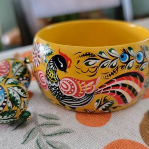 Buy Bracelet Hand Painted Wooden Bangle Russian Folk Style