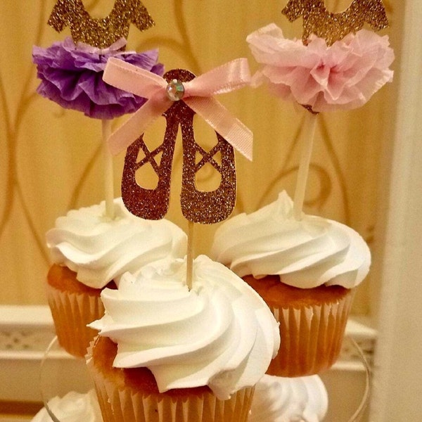 Tutu Cupcake Toppers, Pink and Gold, Princess Party, Ballerina Party - Etsy
