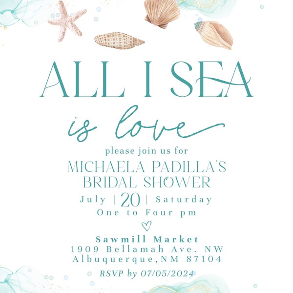 All I Sea is Love Invitation, Sea Bridal Shower, Ocean Bridal Shower ...