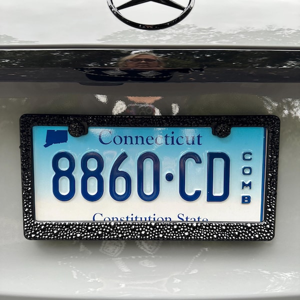 Bling License Plate Frame 2pcs White Thin Diamond Bling Glitter Rhinestone License Plate Frame – Crystal Style For Cars Aluminum License Plate Frame - Foto 4