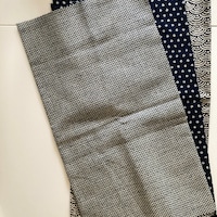 Indigo Navy Nara Homespun Japanese Dotted Waves Print Linen on Cotton ...