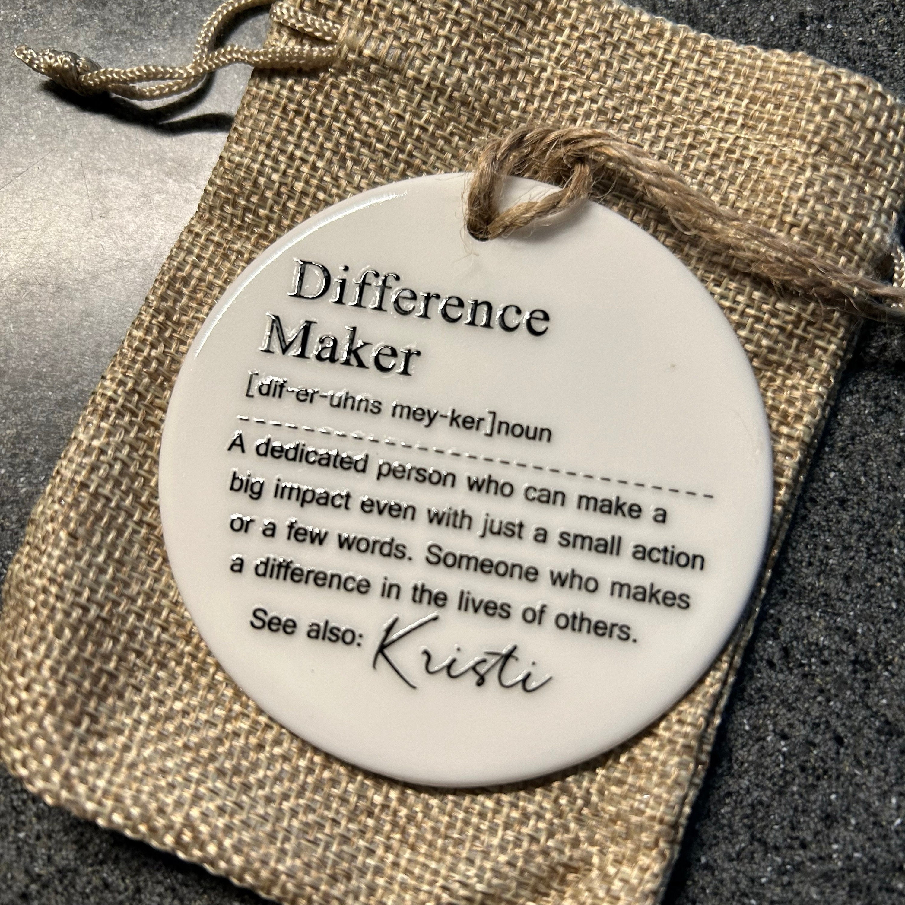 Difference Maker, Personalized Difference Maker Gift, Mentor Appreciation Gift, Leader Gift, Gift for Teacher, Thank You Gift, Leaving Gift
