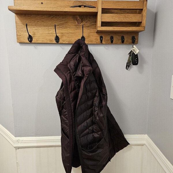 Entryway Mail Organizer With Hooks and Shelf | Key Holder | Coat Rack ...