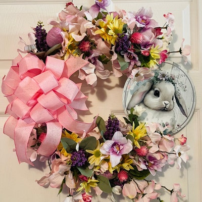 Round Lop Ear Bunny Easter Wreath Sign, Easter Bunny Wreath Sign ...