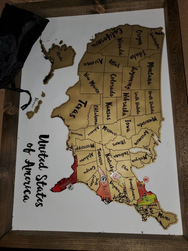 Scratch Off Travel Map | United States Travel Map | Travel Gift | USA Framed Travel Map
