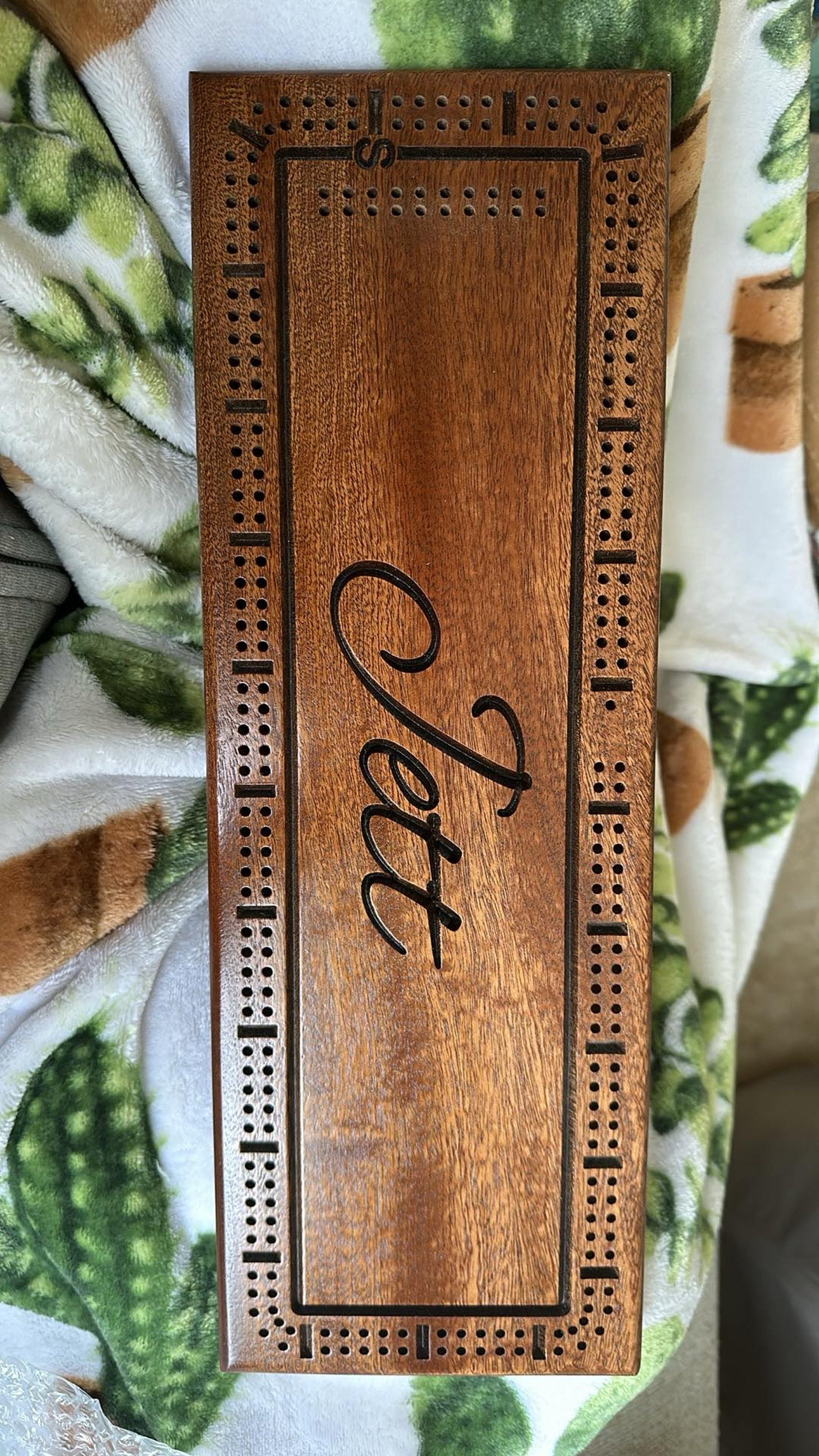 Personalized Cribbage Board, Family Name Carved, Wooden Cribbage, Wedding Gift, Anniversary Gift, Cottage Sign, Anderson Design