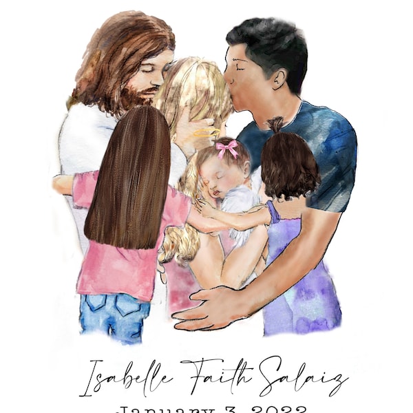 Mother Newborn Baby Watercolor Drawing Mom/dad Baby/twins/triplets ...