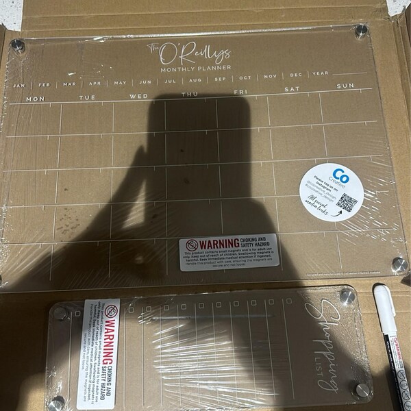 Fridge Magnet Calendar PERCEA Magnetic Weekly Meal Planner - 2 Pack Clear Acrylic Boards With Markers Calendrier Frigo Magnétique - Foto 3