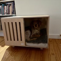 View of Modern Dog Crate With Hinged Door With a Latch. Dog Kennel, Dog House ...