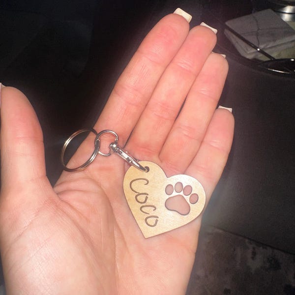 Love Heart Paw Print Keyrings Paw Print Keyring Pet Memory Charm