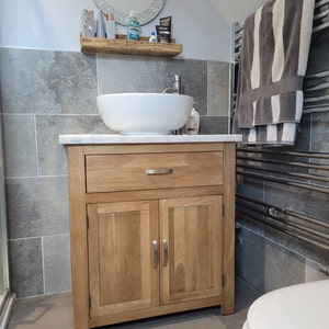 Oak Bathroom Furniture Small Vanity Cabinet Cupboard With Shelving ...