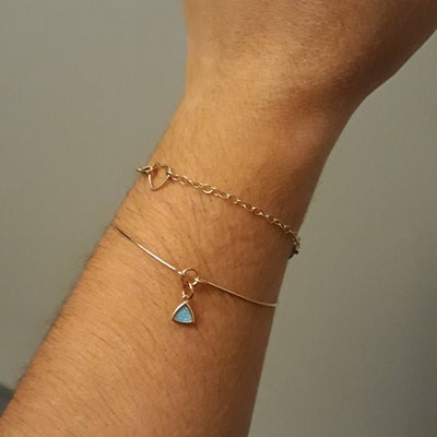 Opal Dainty Bracelet, Opal Bracelet, Gold Bangle Bracelet, Thin Gold ...