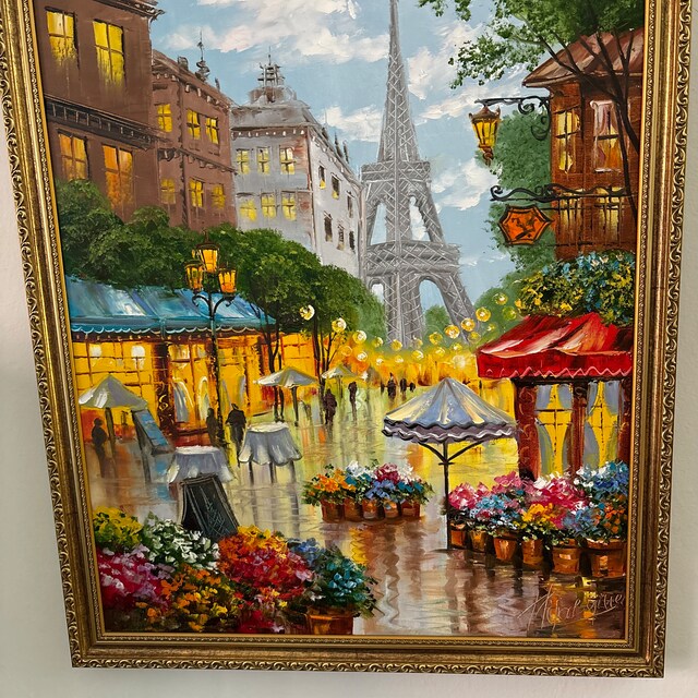 パリの街並みの油絵 オリジナルパリジャンアート ウクライナの