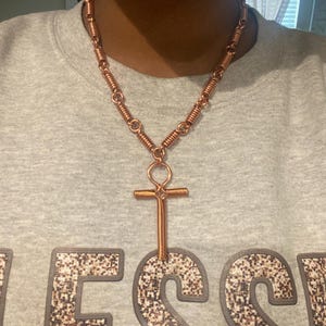 Copper Ankh Necklace, Handmade Copper Links. Egyptian Symbol. Divine Feminine, Divine Masculine. Copper Jewelry, Original Design.
