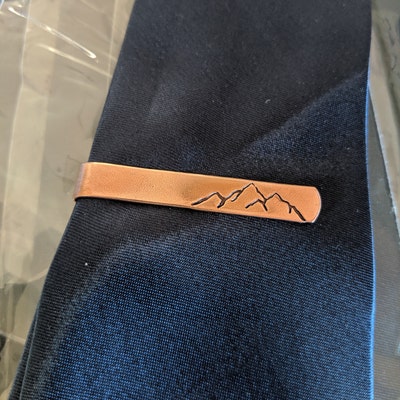 Mountain Tie Bar - Tie Clip - Hand Stamped Tie Clip - Graduation