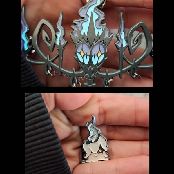 Chandelure Litwick Pokemon Gothic Glow in the Dark Enamel Pins - Etsy