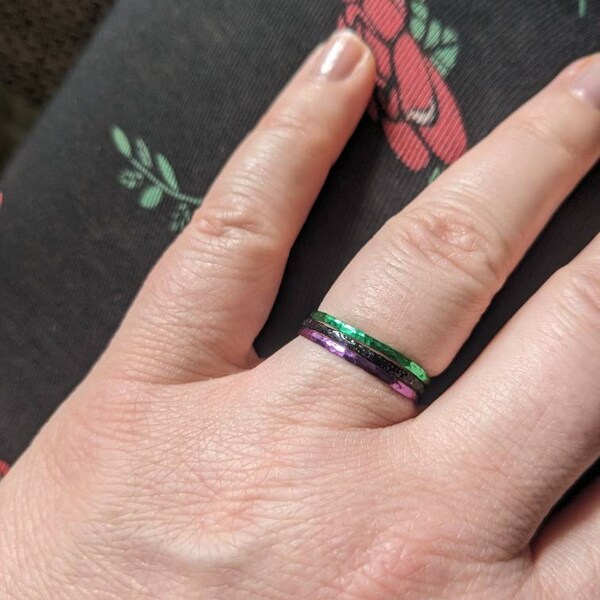 Super Thin Violet Silver Stackable Ring(s),purple Ring,purple Stacking ...