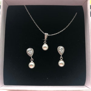 Delicate Teardrop Bridal Jewellery Set Drop Earring and | Etsy UK