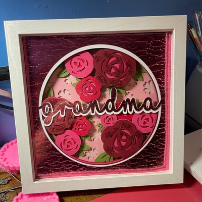 3D SVG Grandma Mother's Day Rose Flower Shadow Box Layered 3D SVG ...