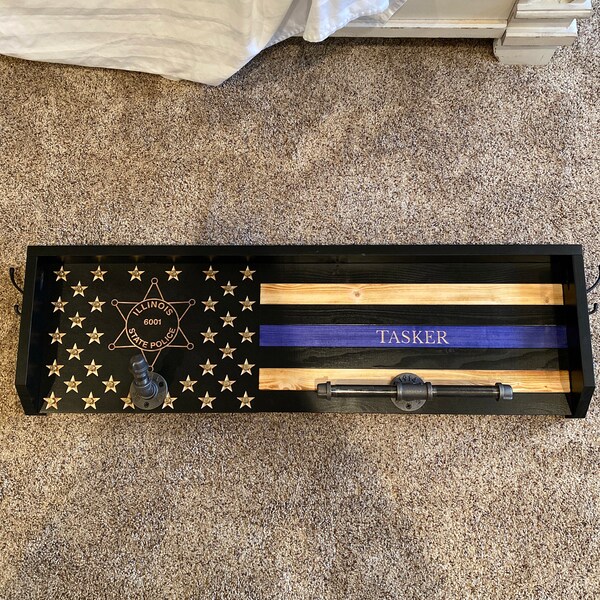 Blue Line Gear Rack Police Gear Rack - Thin Blue Line Gear Rack - Police Officer Gift ...