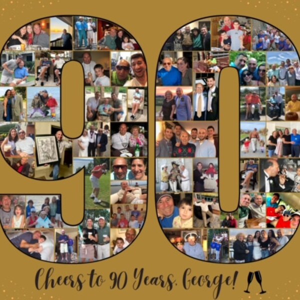 Custom 90th Photo Collage Template Personalized 90 Birthday Gift for ...