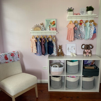 Nursery Shelf Clothes Hanger, Nursery Décor, Baby Shower Gift, Elegant ...