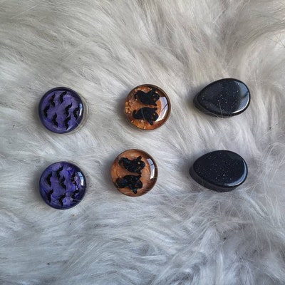 Mystic Metals Pair Of Flying Bats Over Orange Swirl Resin Tunnel Plugs – EMB-007, 316L Stainless Steel