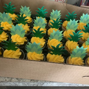 PRINTABLE Pineapple Tops Cupcake Toppers. Cupcake Toppers for Luau, Pineapple Party, Baby Shower ...