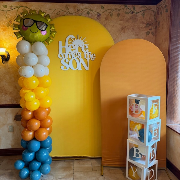 Here Comes the SON Wooden Baby Shower Backdrop Sign | Baby Shower Decor ...