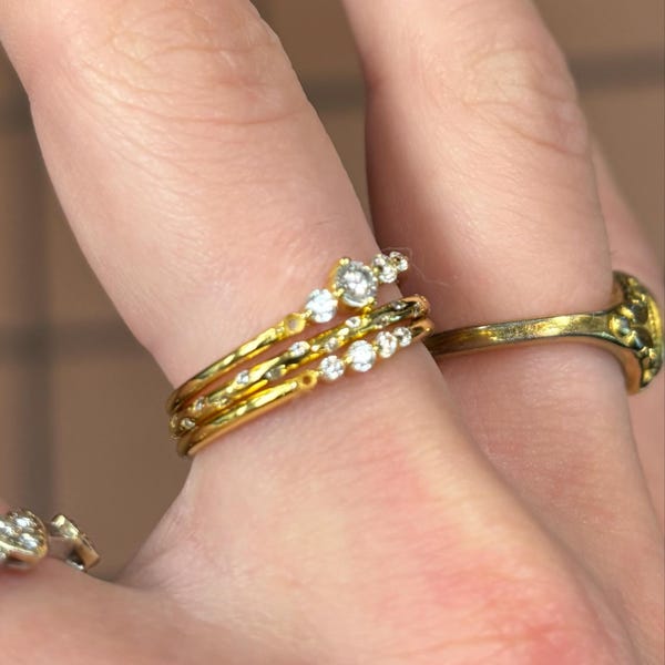Diamond Stacking Rings by Caitlyn Minimalist • Set of 3: Dainty Diamond ...