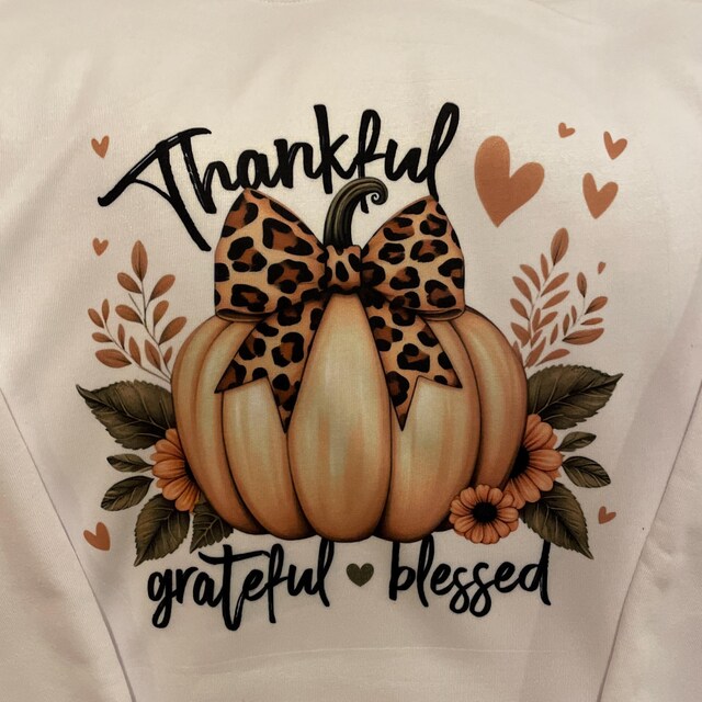 FAYALEQ Thanksgiving Sweatshirt – Oversized Hoodie With Grateful Print & Leopard Detail